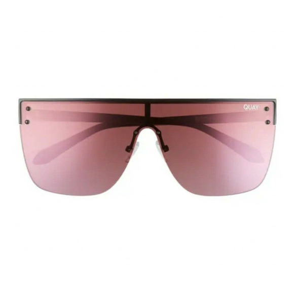 Quay Australia Blocked Oversized Shield Sunglasses Rimless Black Berry P… - Picture 2 of 11